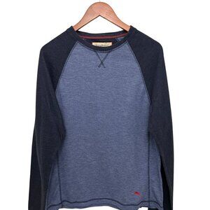Tommy Bahama Sweater Mens M Color-block Blue Crew Neck Long Sleeve